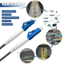 30M (98FT) LC to LC Outdoor Armored Simplex OS2 9/125 Single Mode Fiber Patch Cable, LSZH Black