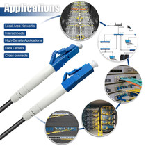 100M (328FT) LC to LC Outdoor Armored Simplex OS2 9/125 Single Mode Fiber Patch Cable, LSZH Black