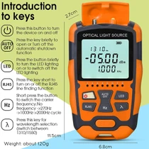M70 Optical Power Meter and M1315 Singlemode Light Source Fiber Tester Kit with 10km VFL, 10 Wavelengths, 1310/1550nm and RJ45 Test