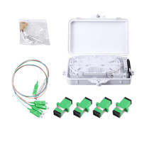 4-Core Fiber Optic Wall Mount Distribution Box with 1x4 SC/APC PLC Splitter and 4 SC/APC Adapters, IP65 FTTH Terminal Box, White