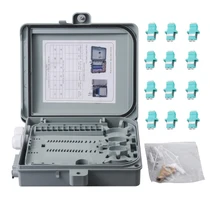 12-Port LC Duplex OM3 Multimode Fiber Wall Mount Box, IP65 Distribution Enclosure with 12 LC Couplers, Gray