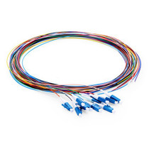 2M(7ft) 12 Fibers LC/UPC 9/125 Single Mode Color-Coded Fiber Optic Pigtail, Unjacketed