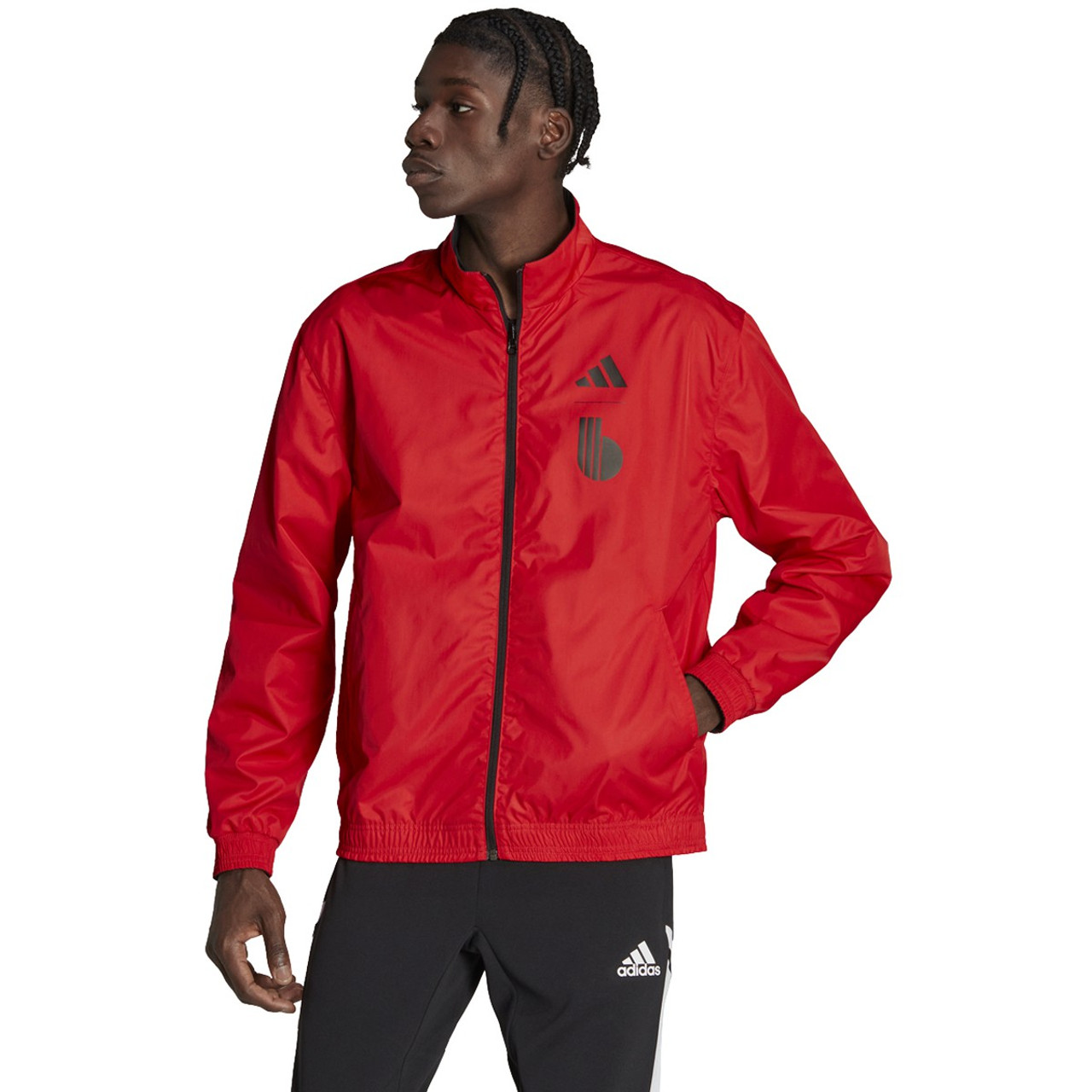 adidas BELGIUM ANTHEM Soccer Track Jacket, Black-Red