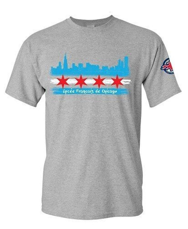 Lycee Chicago Flag Collection Tee 4 Gray