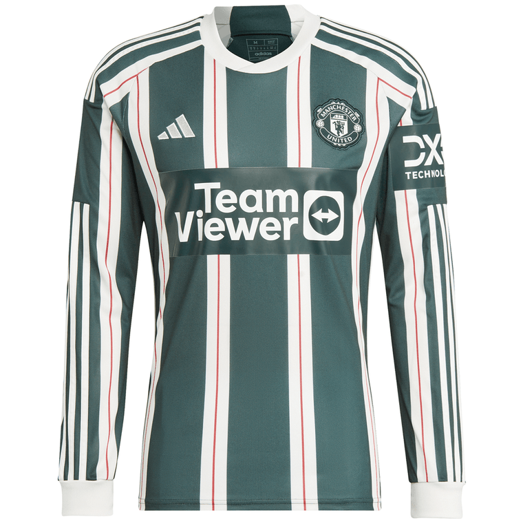 adidas Manchester United Long Sleeve Away Jersey White/Green 2023/24