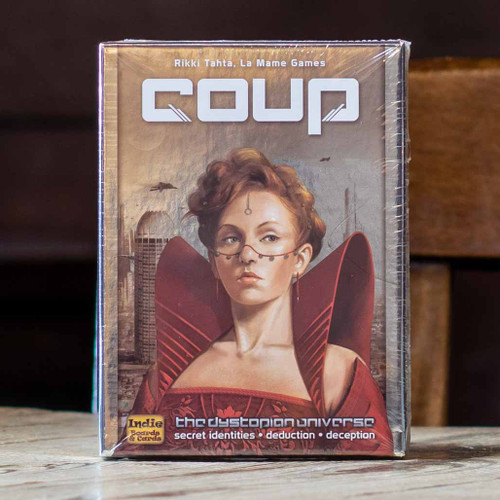 Mox Boarding House | Box front for Coup, a two to six player bluffing game