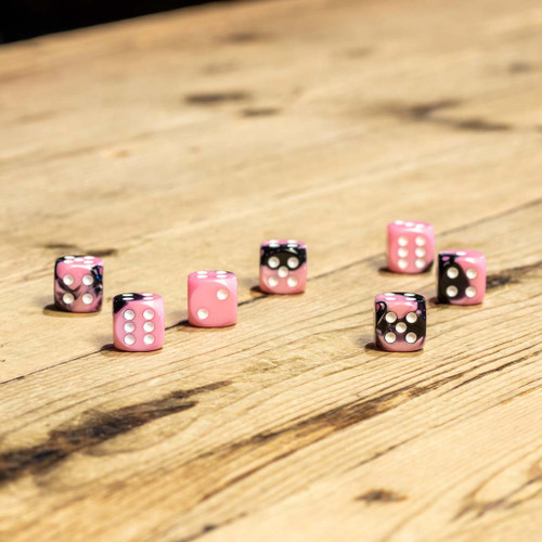 Chessex #26630 - Gemini Black-Pink / White d6 (12ct)