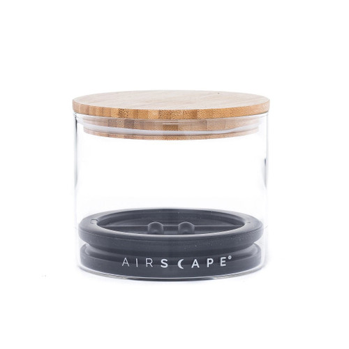 Airscape Glass w/ Bamboo Lid 4" Small Holds 1/2 lb/250 gr whole bean coffee Clear