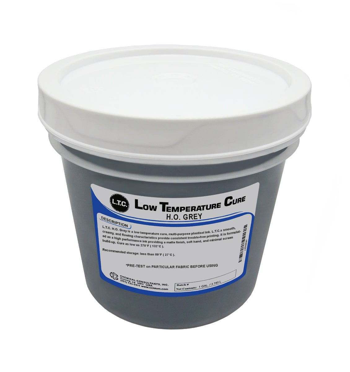 L.T.C. H.O. Grey Plastisol Ink Low Temperature Cure Screen Printing