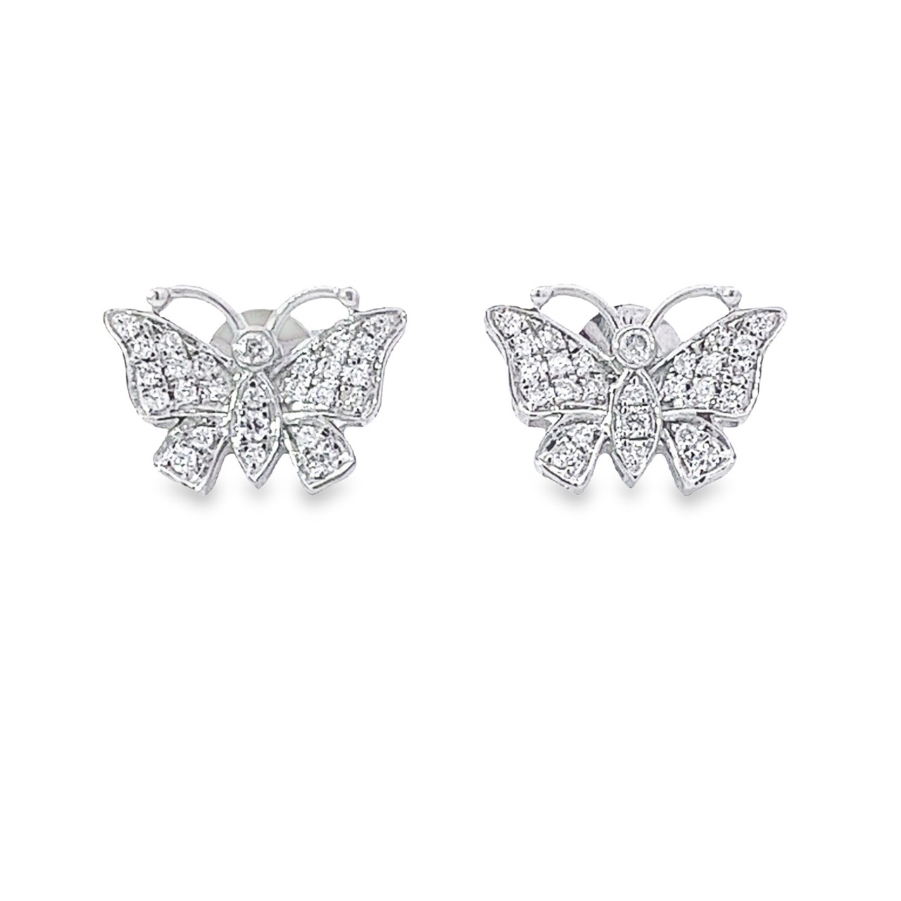 10K White Gold Diamond Butterfly Earrings 0.35ctw