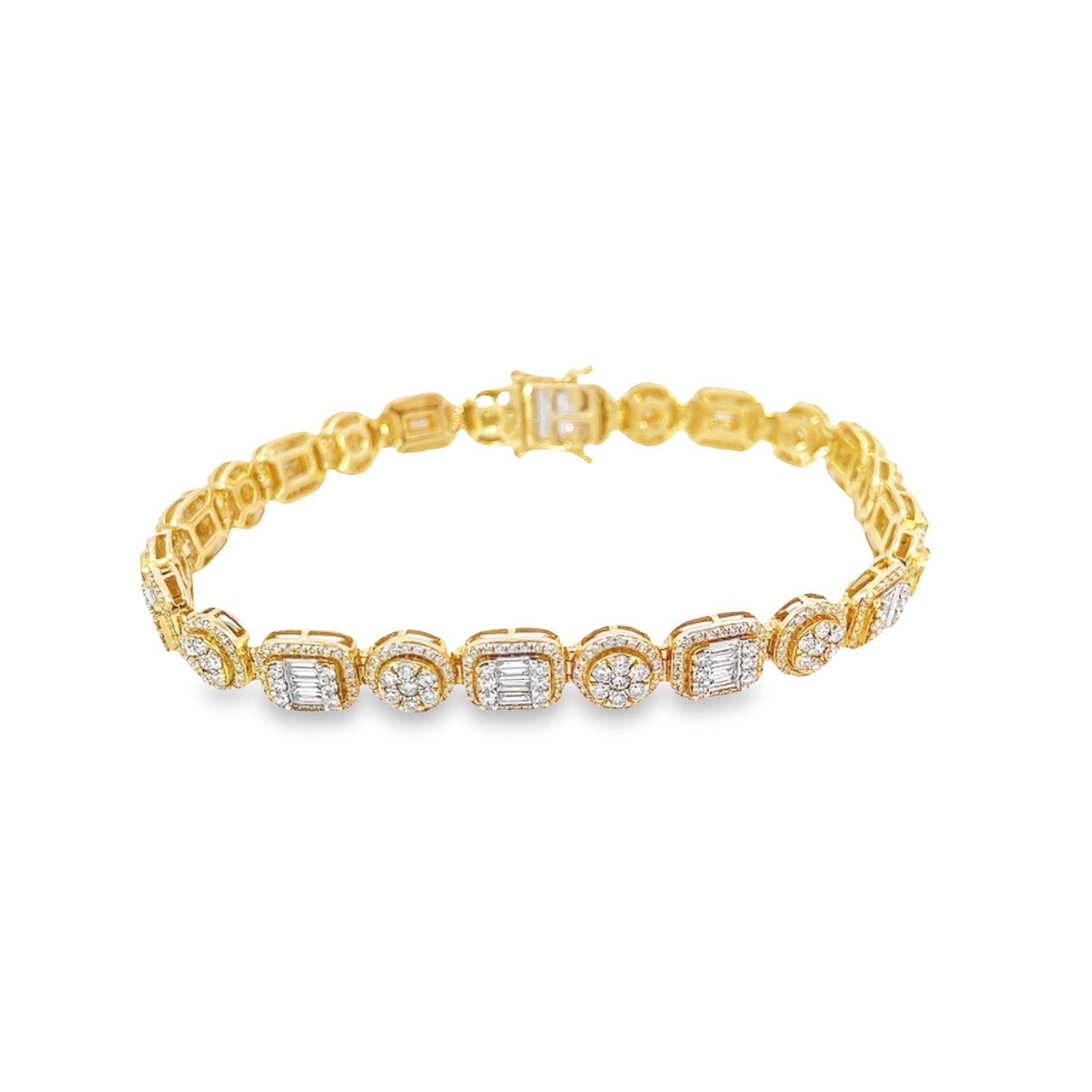 16.66 CT. Yellow Canary Cushion Shape Diamond 18K Two Tone Gold Diamond  Halo Bracelet.