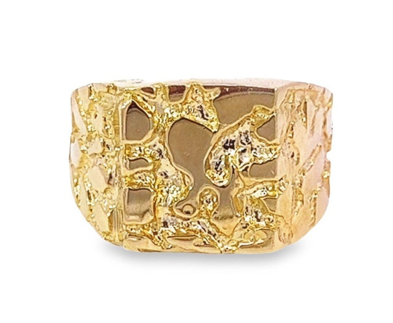 10K Yellow Gold Men Extra Large Nugget Ring