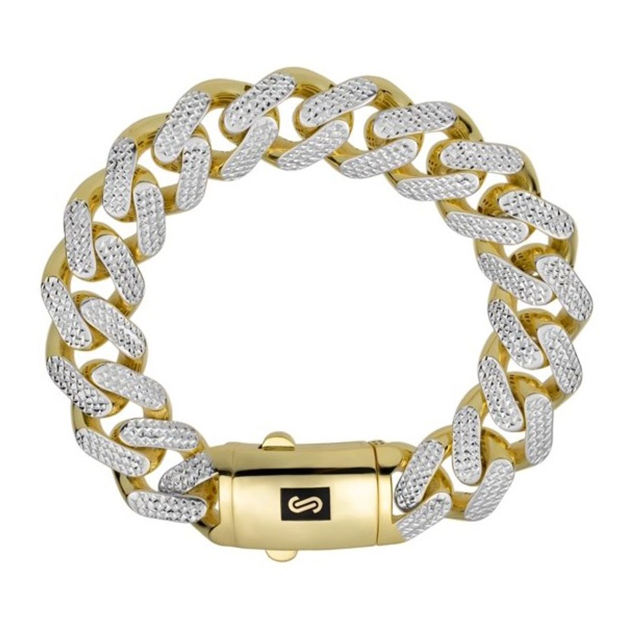 10K Yellow Gold Hollow Diamond Cuts Monaco Bracelet 9.00 17mm - Manhattan  Jewelers