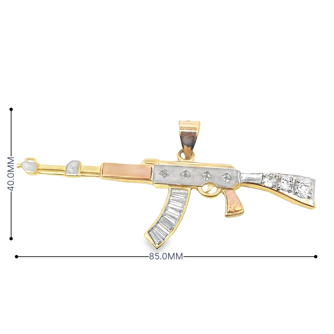 14K Tricolor Gold AK-47 Gun Pendant - Manhattan Jewelers