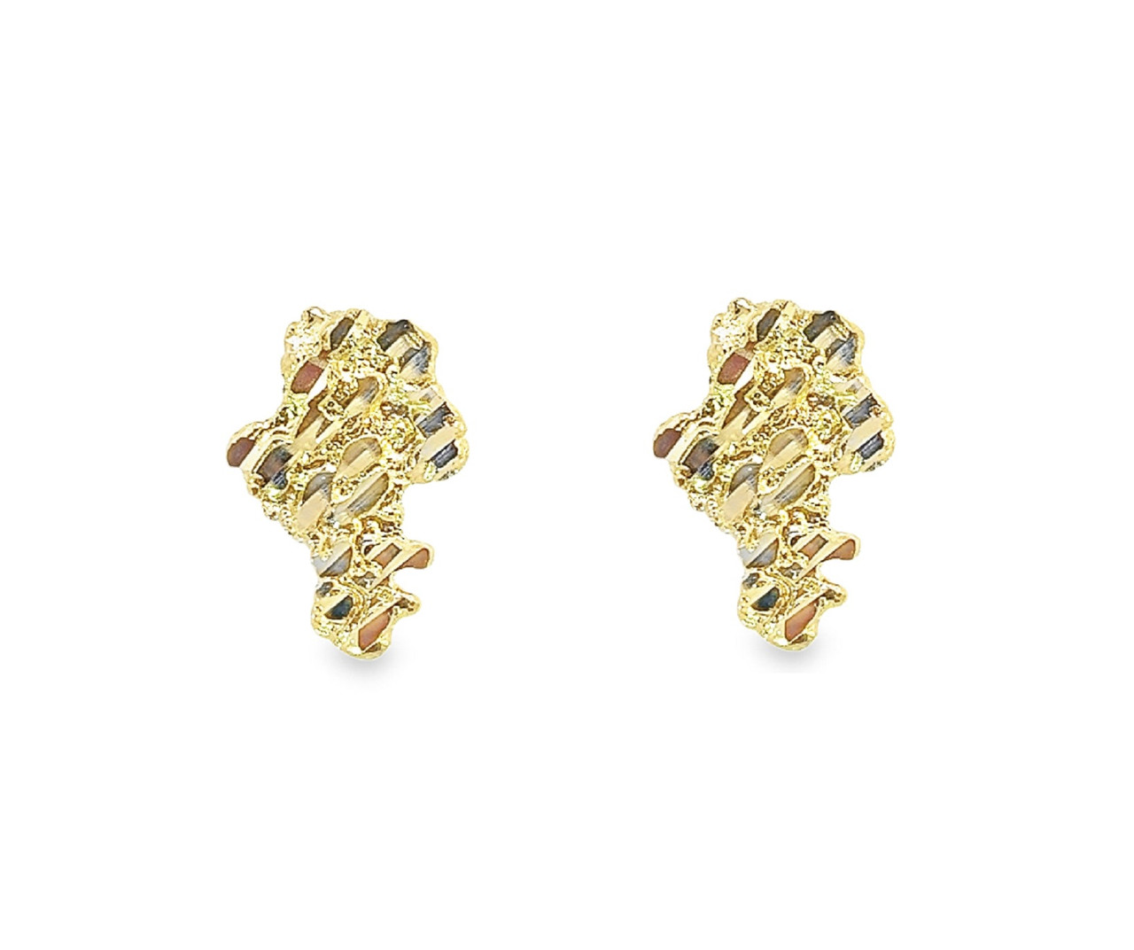 10K Yellow Gold XL Deep Cuts Nugget Earrings - Manhattan