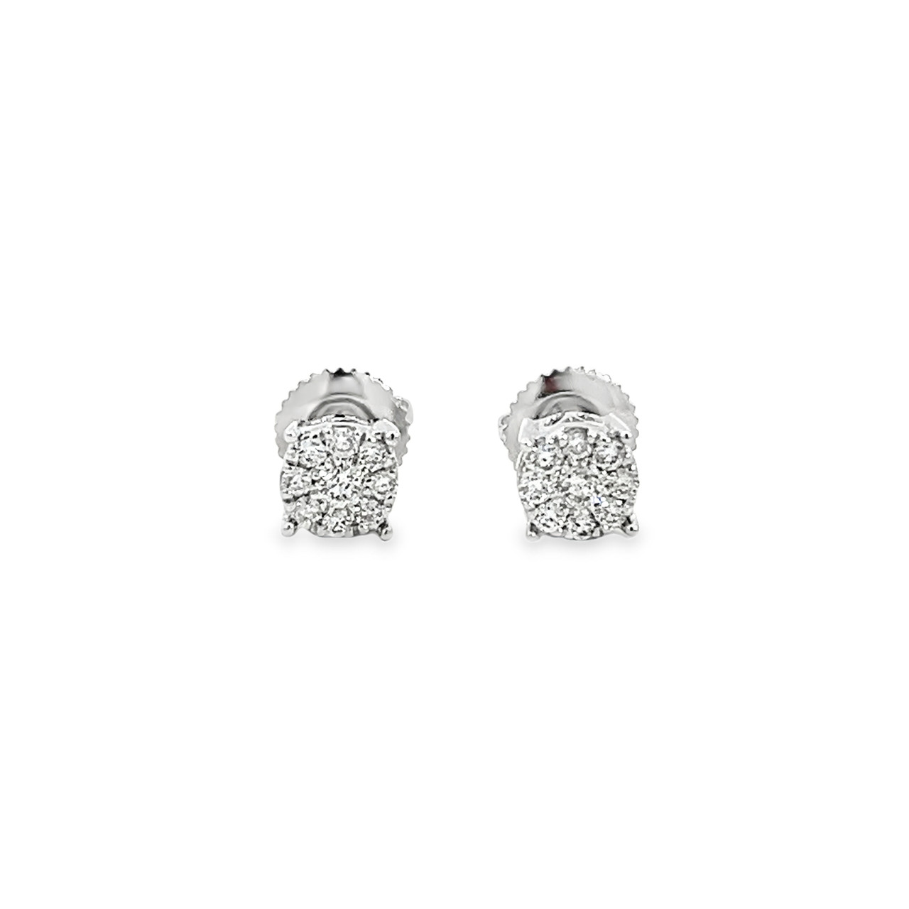 Dazzlingrock Collection Square Stud Earrings - 0.25 Ctw Round White Diamonds, 14K Rose Gold, Screw Back