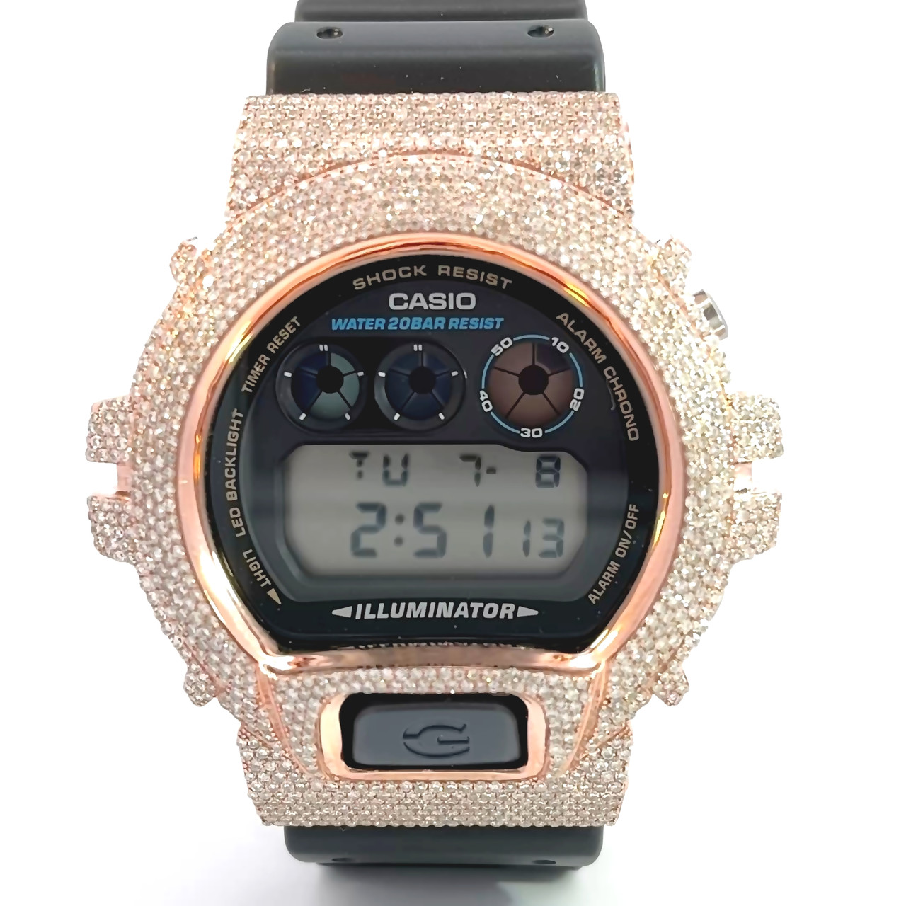 Casio G-Shock Rose-Gold Steel Iced Out Diamond Watch