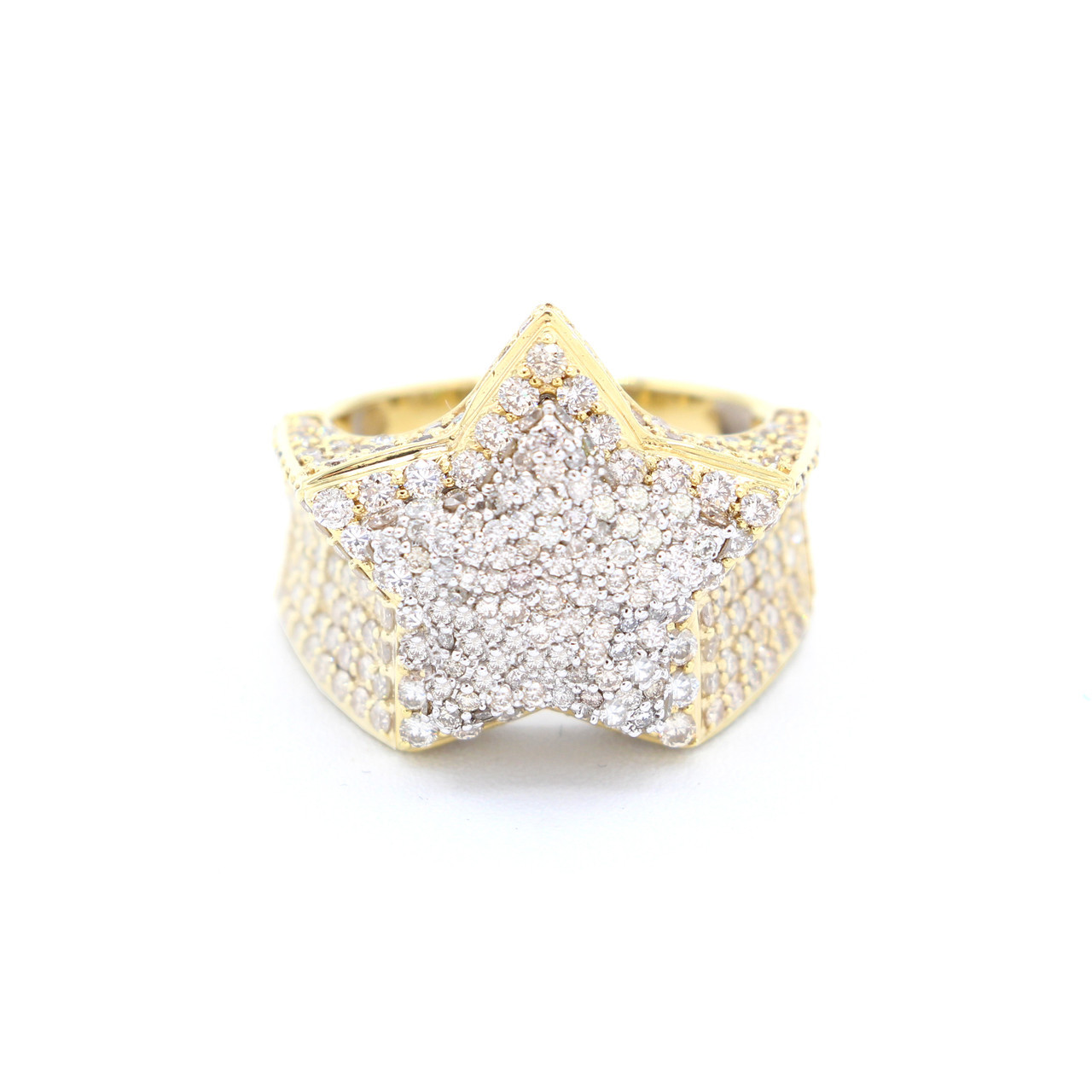 Men's 10K Rose/ White/ Yellow Gold Star Diamond Ring