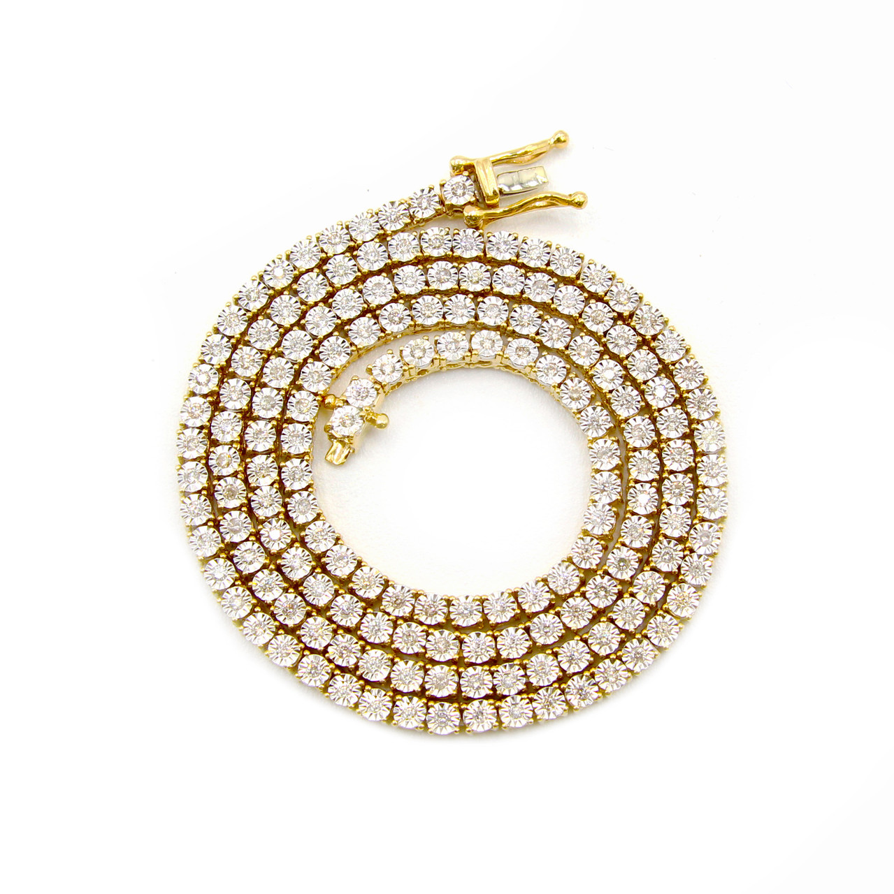 10K Yellow Gold Fanuk Tennis Chain Diamond 18