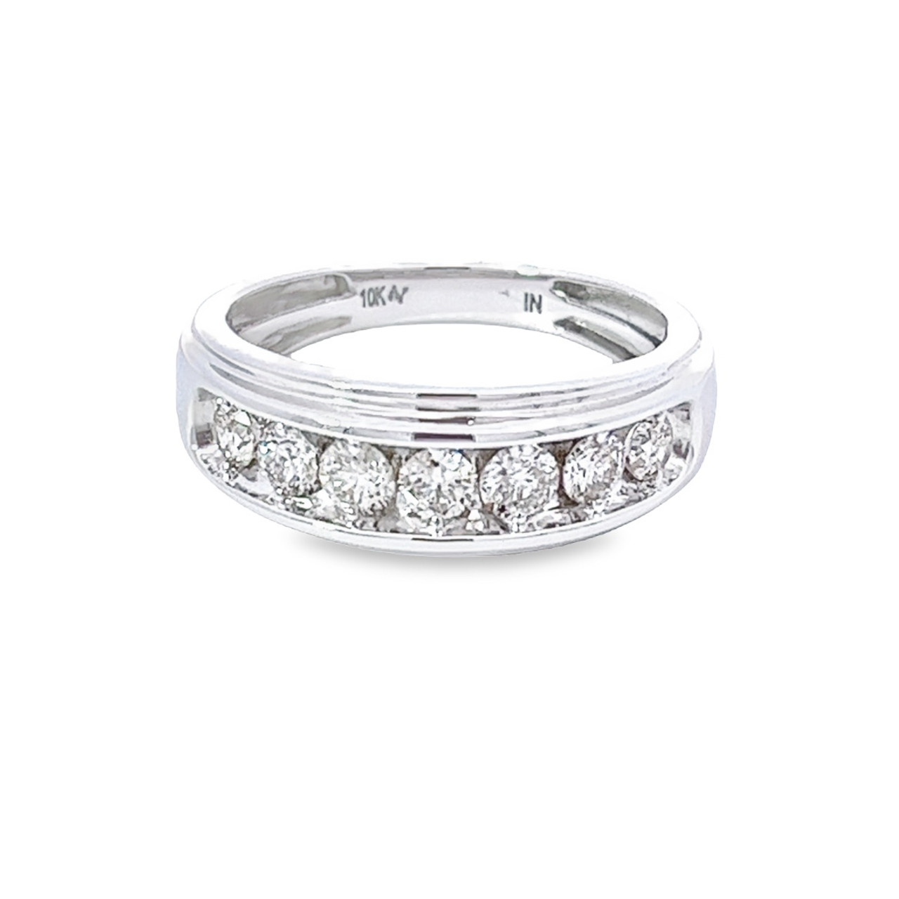 Men's 10K White Gold 1.00ct Diamond Band Ring