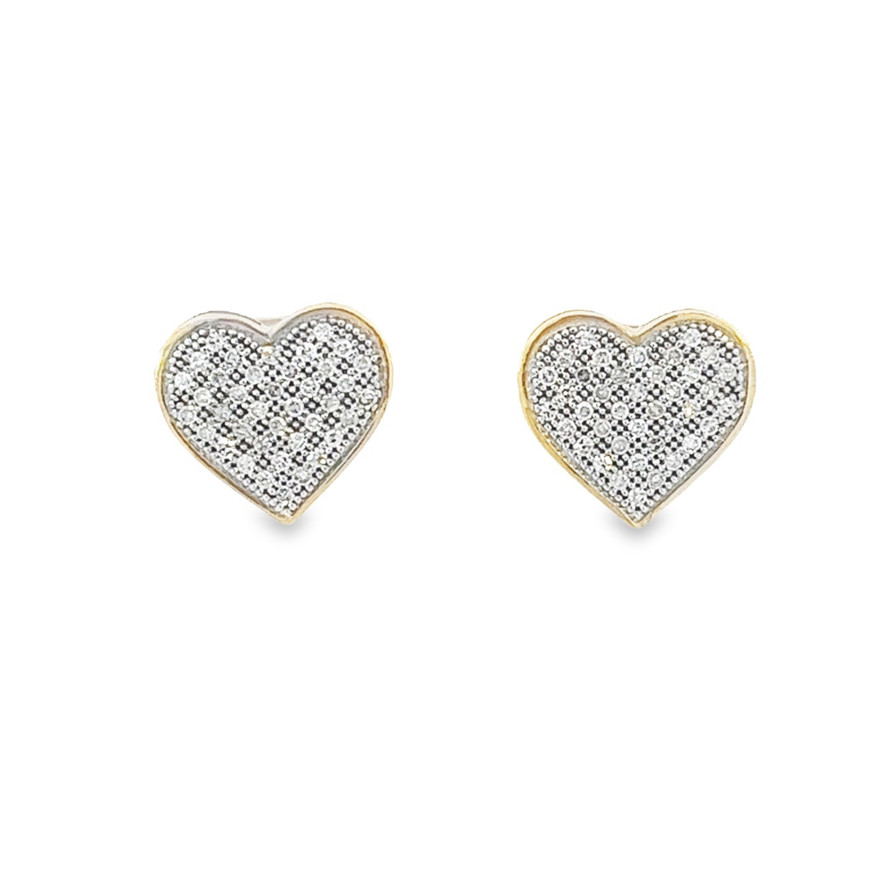 14 Karat Gold Micro-Pave Diamond Heart Stud Earrings - David Tishbi Jewelry