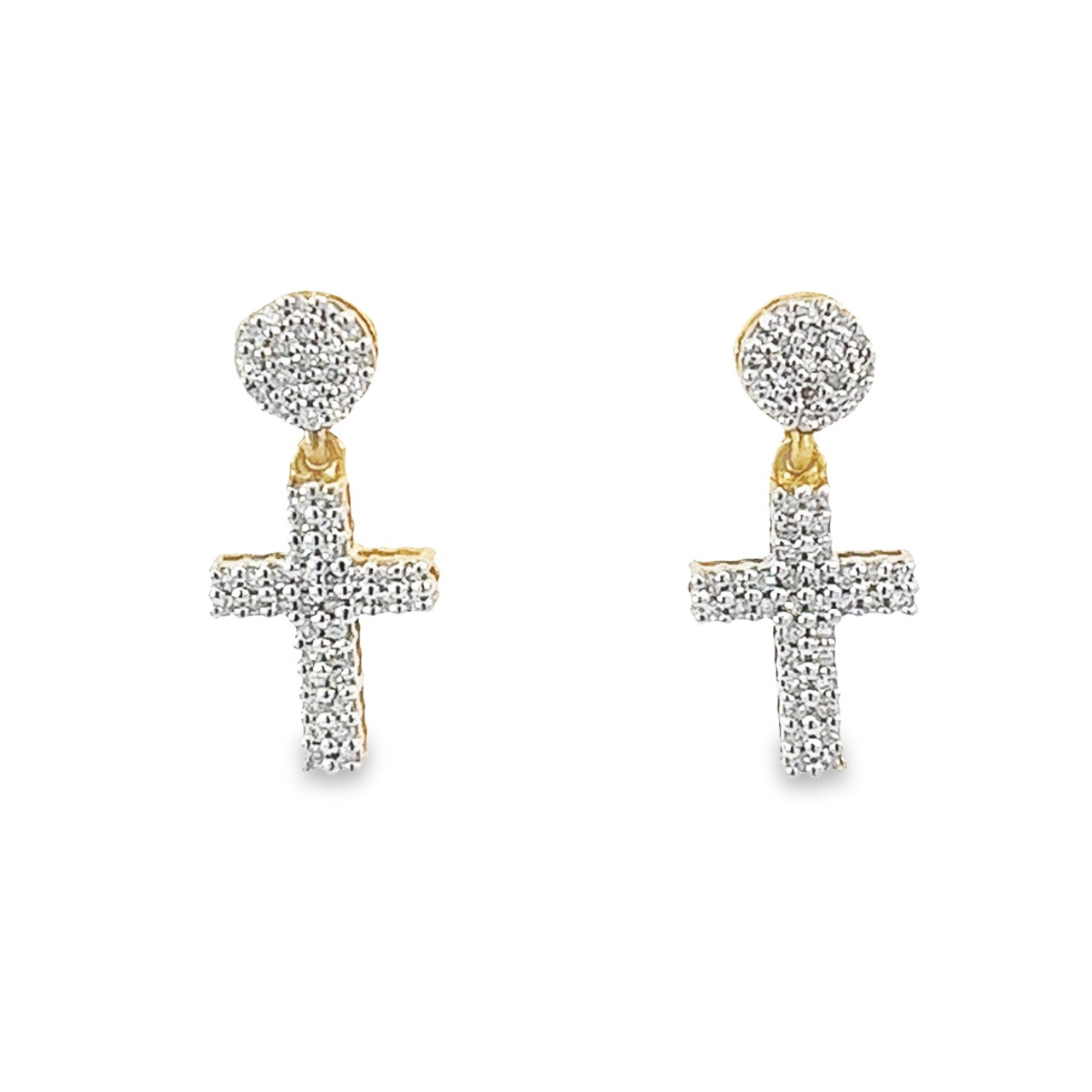 Holy Cross Religious Diamond Huggie Earrings Solid 14kt Yellow Gold For  Women at Rs 32837/pair | Diamond Hoop & Huggie Earrings in Surat | ID:  21126532455