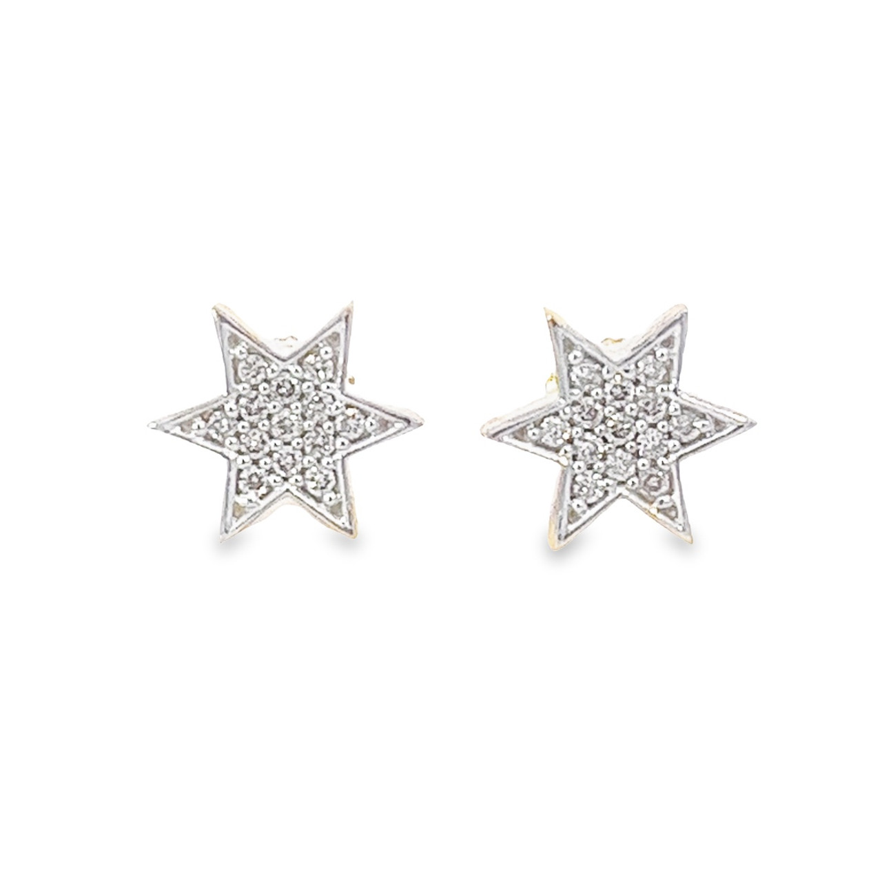 9ct White Gold Diamond Star Earrings