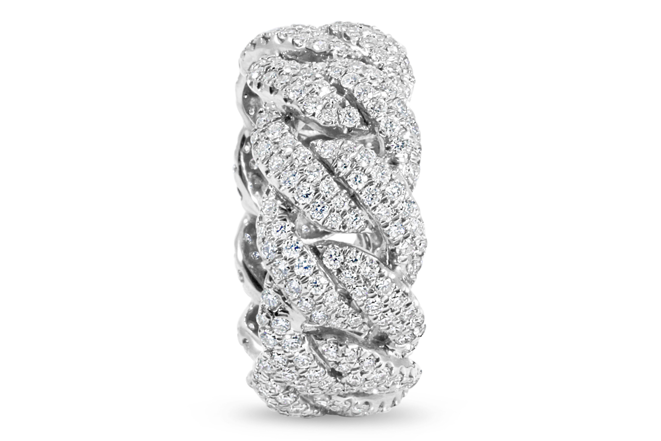 Men's 14K White Gold 3.50ct Cuban Diamond Ring Manhattan Jewelers