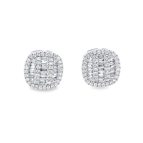 10K White Gold Baguette Diamond Earrings 0.48ctw