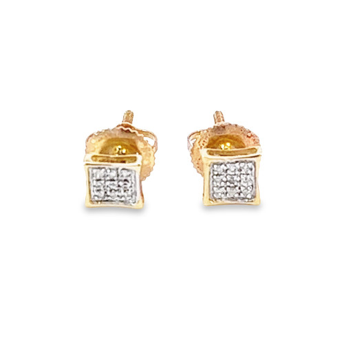 10K Yellow Gold Micro Pave Diamond Earrings 0.10ct