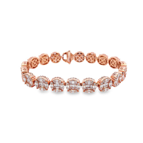 14K  Rose Gold Baguette Diamond Bracelet 7.50ct