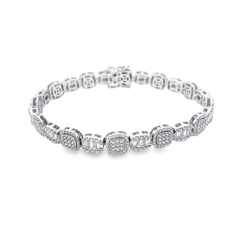 10K White Gold Baguette Diamond Bracelet 8.0ct