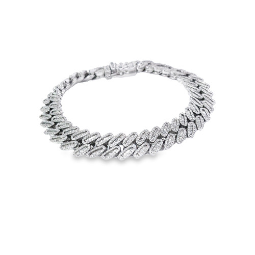 10KT White gold Baguette Diamond Cuban Bracelets 6.50ct