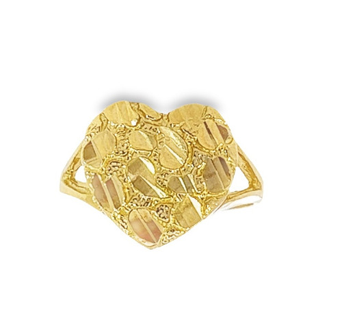10K Yellow Gold Heart Nugget Ring