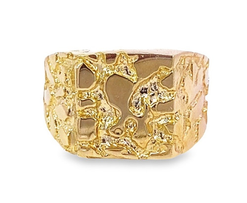 10K Yellow Gold Men Extra Large Nugget Ring