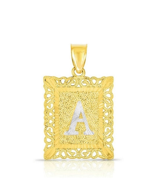 10K Yellow and White Gold Small Custom Letter Pendant 