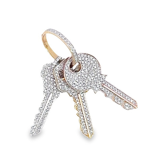 10kt Tricolor Gold Diamond Key Charm 0.90ct