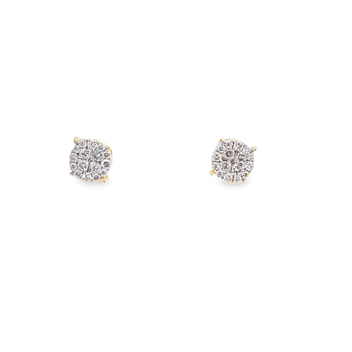 10K Yellow Gold Diamond circle Earrings 0.20ctw