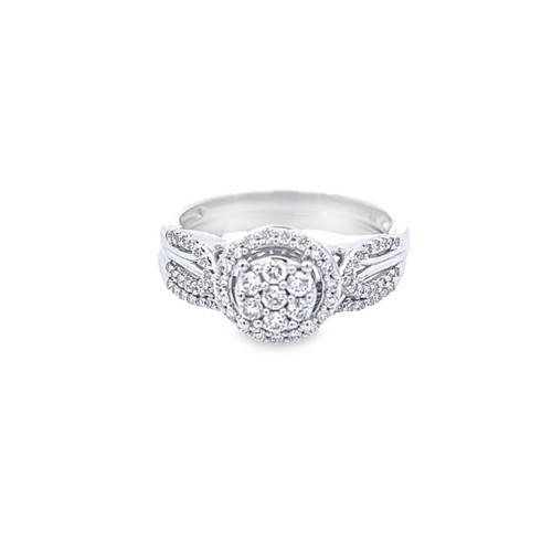 10K White Gold Diamond Engagement Ring Set 0.50ctw