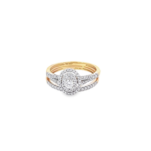 10K Yellow Gold Diamond Ladies Engagement Ring Set 0.50ctw