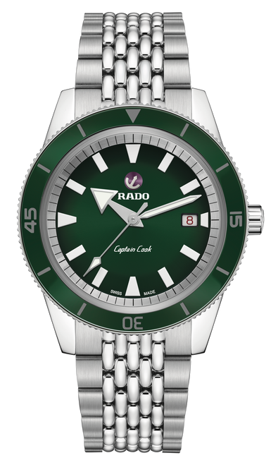 RADO Men's WATCH CAPTAIN COOK GREEN DIAL AUTOMATIC R32505313 
