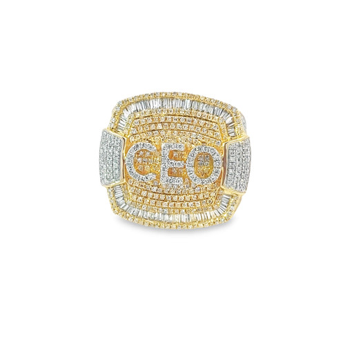 10K Yellow Gold Baguette Diamond Custom CEO Ring 2.30ctw