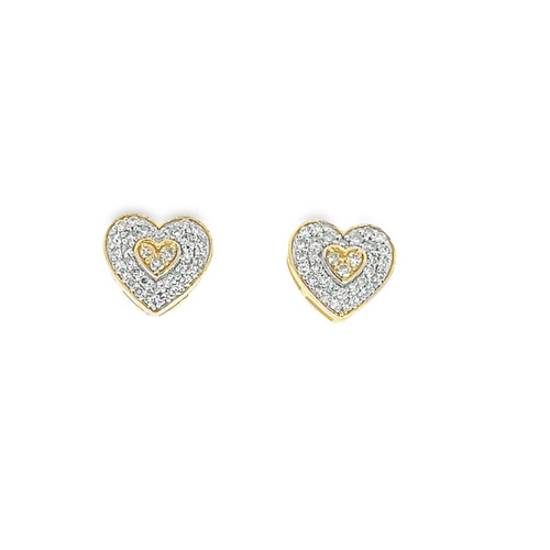 10K Yellow Gold Diamond Heart Earrings 0.33ctw