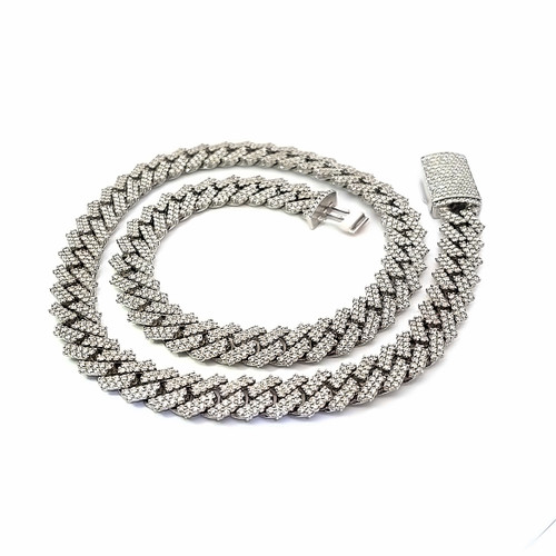 10K White Gold Diamond Miami Cuban Chain 33.20ctw 