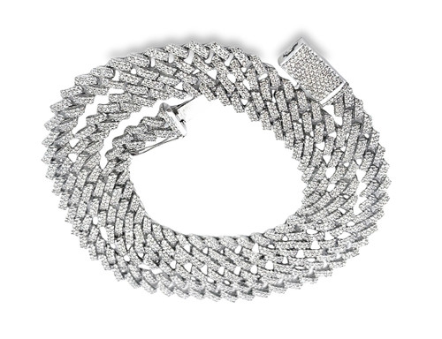 10K White Gold Diamond Miami Cuban Chain 9.50ctw 