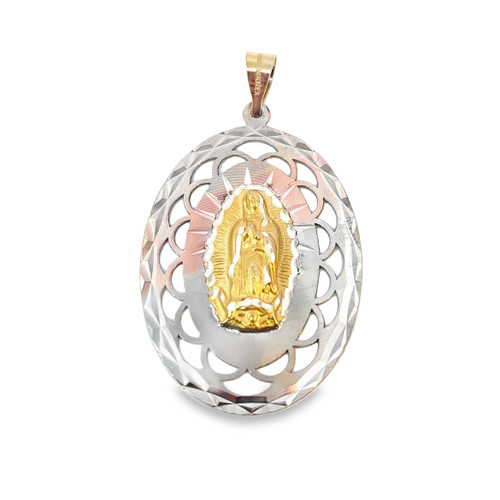 14K Rose and Yellow Gold Virgin Mary Pendant