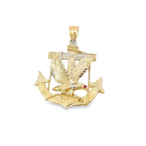 14K Yellow  Gold Nautical With Eagle Pendant