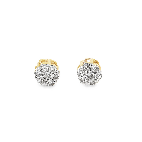10K Yellow Gold Flower Diamond Earrings 0.76ctw