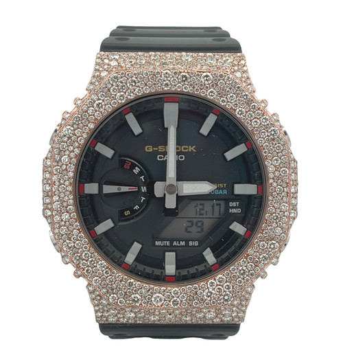 Casio G-Shock Black Face Rose-Tone Mosaic Diamond Watch 5.50CT