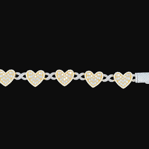 Silver Moissanite Two-Tone Heart & Infinity Bracelet
